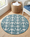 Seaside Haven Rugs Collection Area Rug - Sapphire (Teal) Round Teal  lifestyle 39