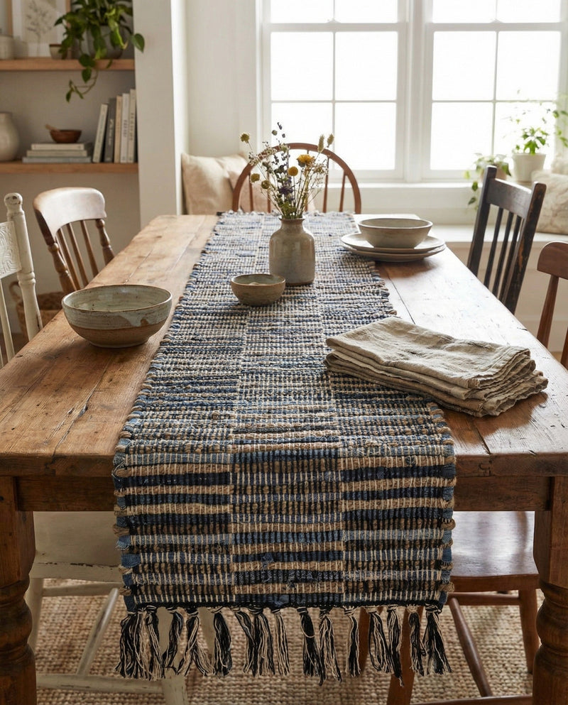 Osian Looms Collection Area Rug - Osian Table Runner Dark Gray  lifestyle 19