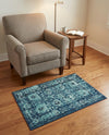Chateau Elegance Collection Area Rug -  Louvre Rectangle Blue  lifestyle 32