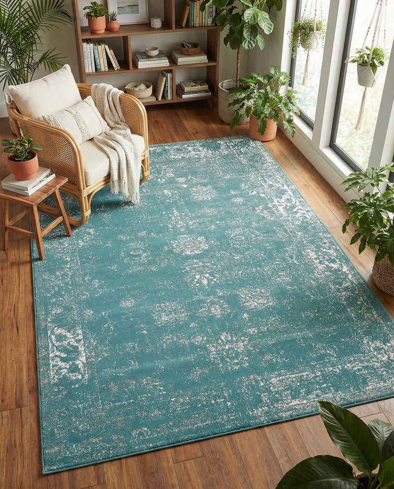 Riviera Elegance Collection Area Rug - Antibes (Turquoise) Rectangle Turquoise  lifestyle 22