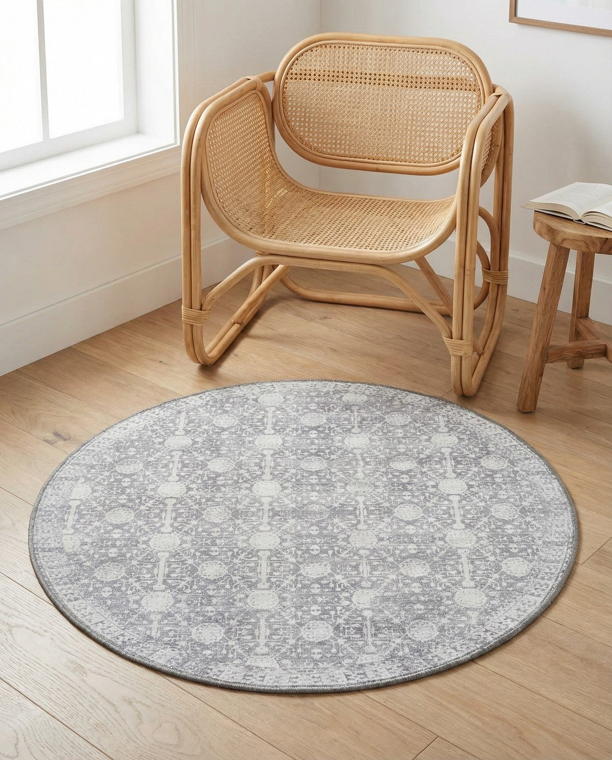 Heritage Elegance Collection Area Rug -  Chatsworth Round Gray  lifestyle 93