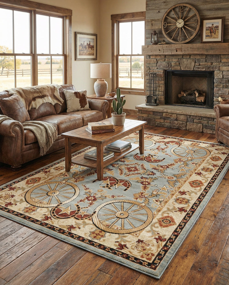 Frontier Trails Collection Area Rug -  Onyx Rectangle Blue  lifestyle 57
