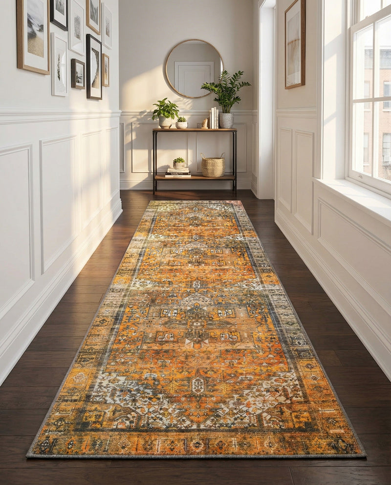 Heritage Elegance Collection Area Rug -  Windsor (Yellow) Runner Yellow  lifestyle 30