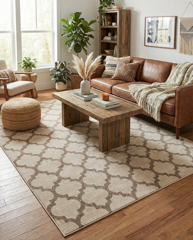 Lattice Gardens Collection Area Rug -  Bloomfield (Beige and Light Brown) Rectangle Beige and Light Brown  lifestyle 21
