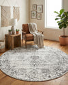 Riviera Elegance Collection Area Rug - Antibes (Gray) Round Gray  lifestyle 50