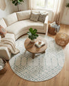 Marrakesh Lattice Collection Area Rug - Casablanca (Ivory Aqua) Round Ivory Aqua  lifestyle 66