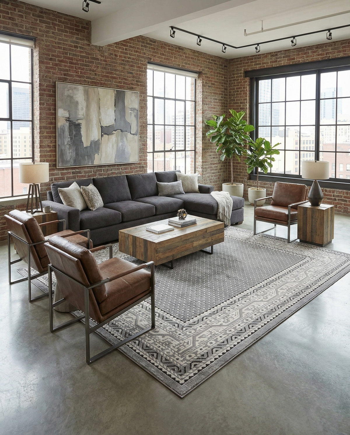 Soho Elegance Collection Area Rug -  Mercer (Gray) Square Gray  lifestyle 86
