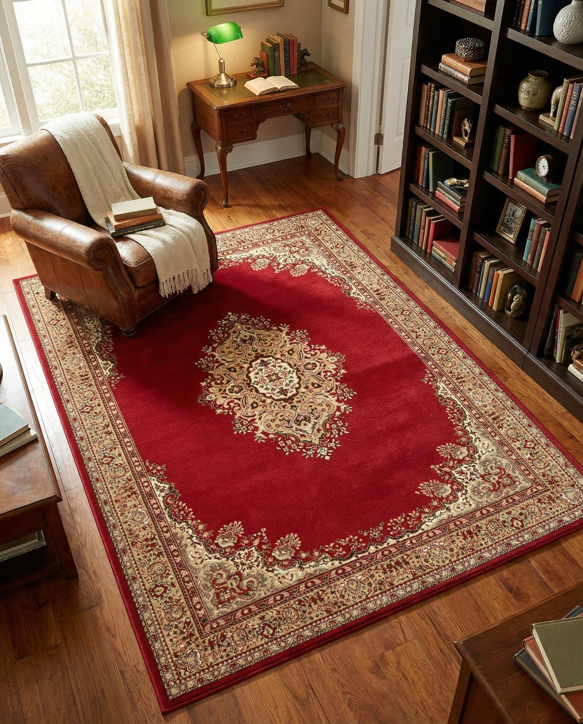 Tabriz Tapestry Collection Area Rug - Azerbaijan (Burgundy) Rectangle Burgundy  lifestyle 18