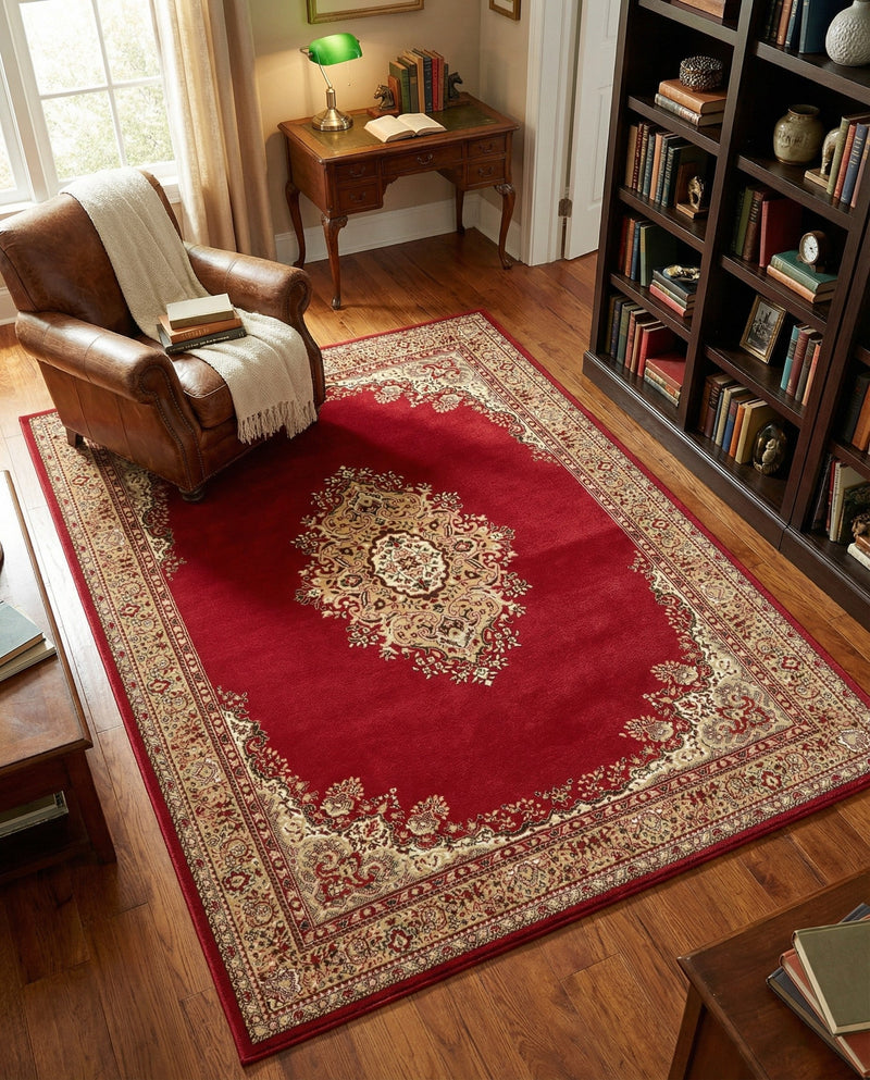 Tabriz Tapestry Collection Area Rug - Azerbaijan (Burgundy) Rectangle Burgundy  lifestyle 18
