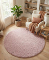 Cozy Comfort Shag Collection Area Rug - Haven (Pink) Round Pink  lifestyle 65