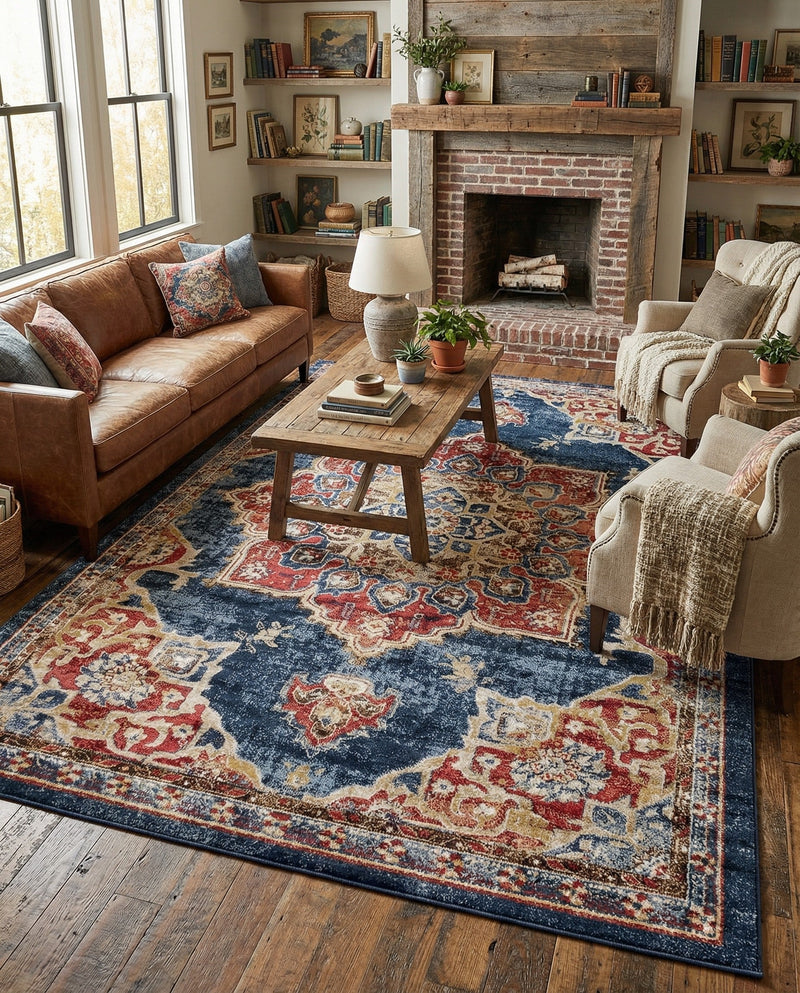 Eden Oasis Collection Area Rug -  Tranquility (Dark Blue) Rectangle Dark Blue  lifestyle 20