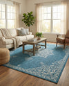 Patio Heritage Collection Area Rug -  Charleston (Teal) Rectangle Teal  lifestyle 33