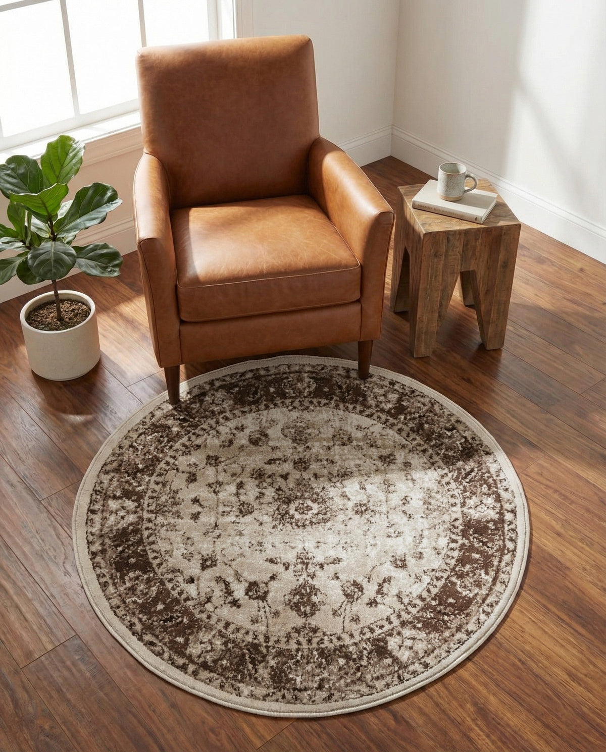 Andes Summit Collection Area Rug -  Aconcagua Round Cream  lifestyle 62