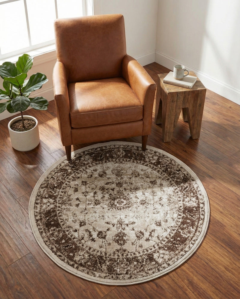 Andes Summit Collection Area Rug -  Aconcagua Round Cream  lifestyle 62