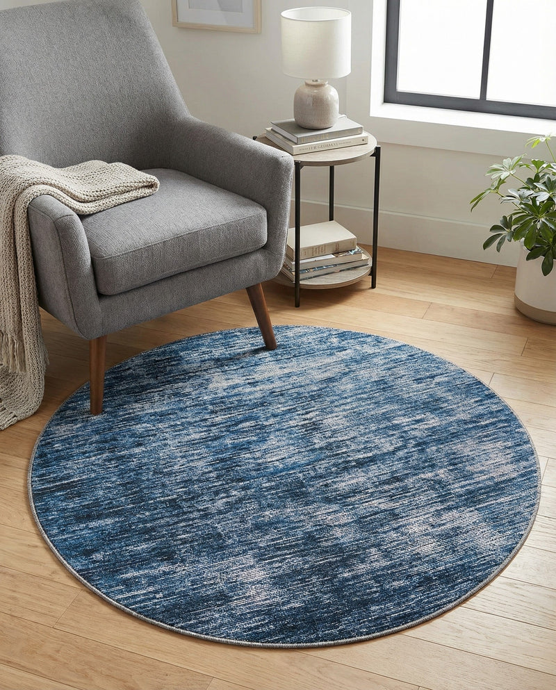 Sahara Essence Collection Area Rug - Oasis (Blue) Round Blue  lifestyle 76