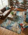 Venetian Tapestry Collection Area Rug - Murano Rectangle Blue  lifestyle 34