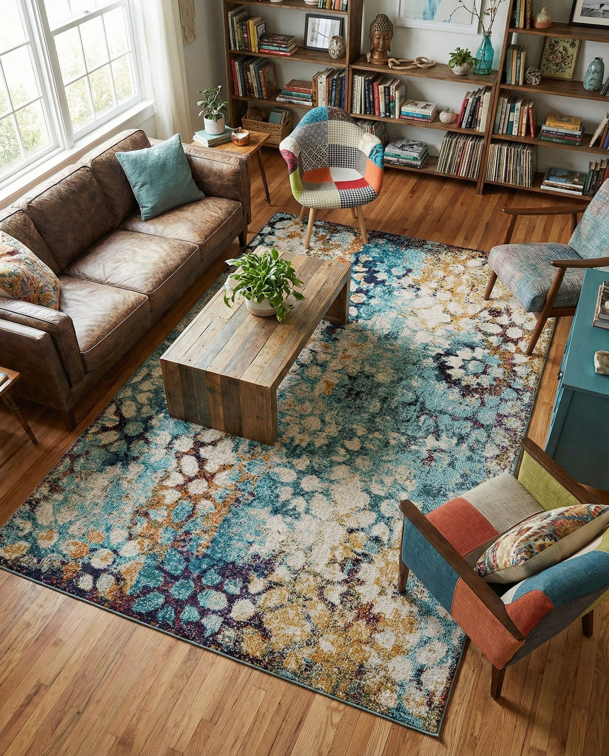 Venetian Tapestry Collection Area Rug - Murano Rectangle Blue  lifestyle 34