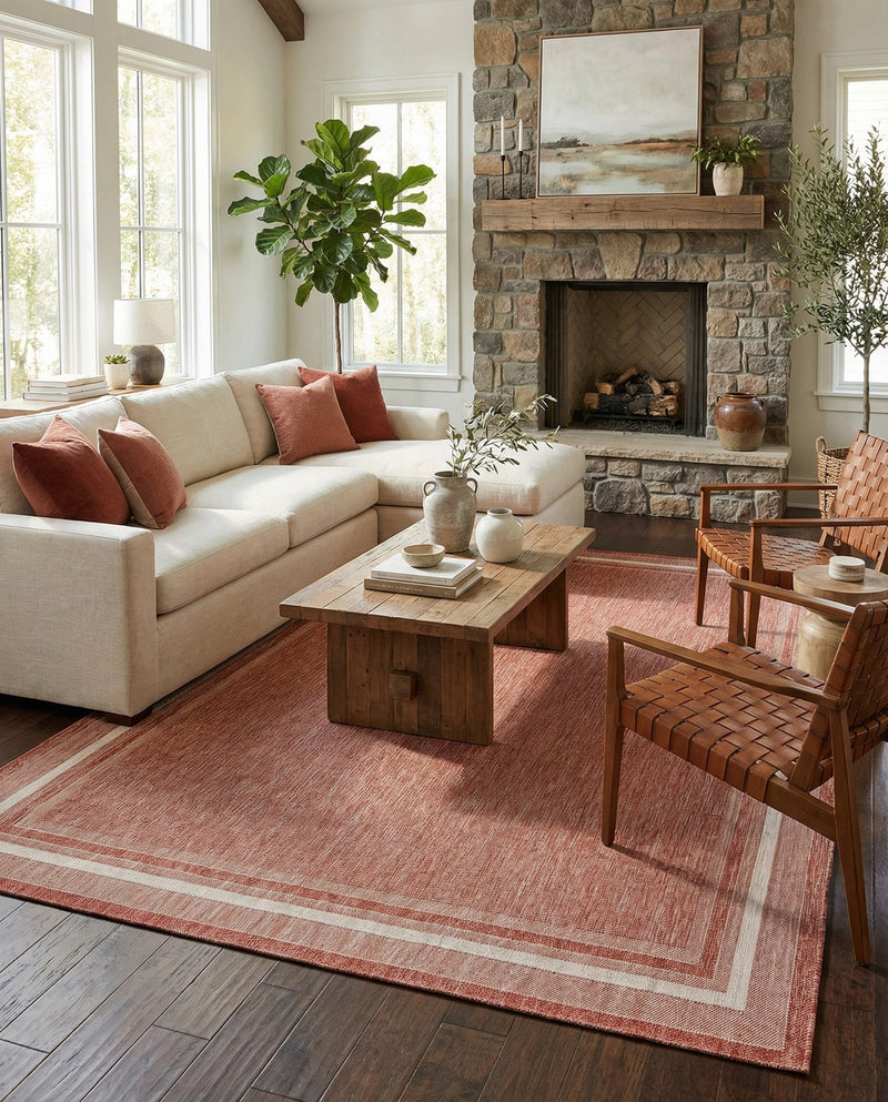 Terrace Fringe Collection Area Rug - Veranda (Rust Red) Rectangle Rust Red  lifestyle 7