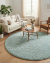 Cozy Comfort Shag Collection Area Rug - Haven (Sage Green) Round Sage Green  lifestyle 72