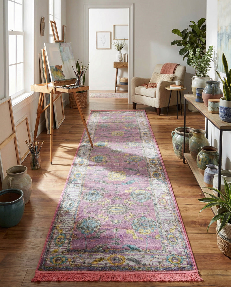 Arcadia Rugs Collection Area Rug - Eden (Pink) Runner Pink  lifestyle 72