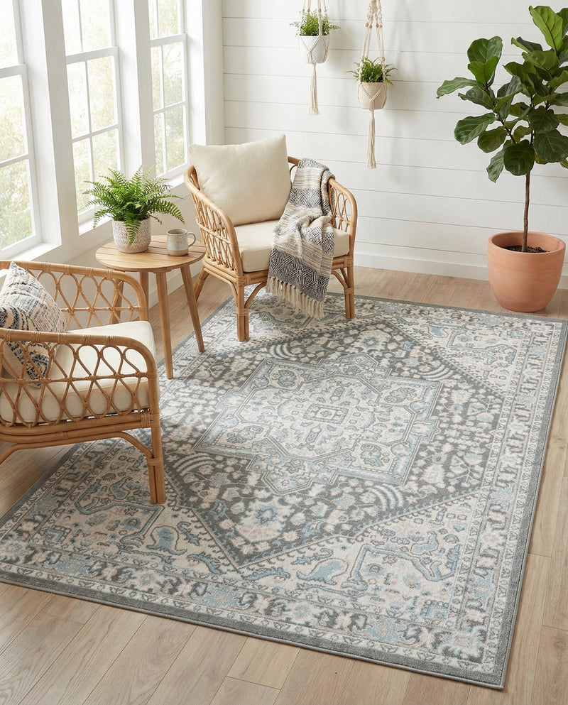 Savannah Series Collection Area Rug - Charleston (Cloud Gray) Rectangle Cloud Gray  lifestyle 4
