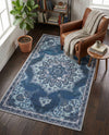 Baroque Era Collection Area Rug - Versailles (Navy Blue) Rectangle Navy Blue  lifestyle 10