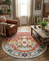 Parisian Elegance Collection Area Rug - Versailles (Rust Red) Round Rust Red  lifestyle 77