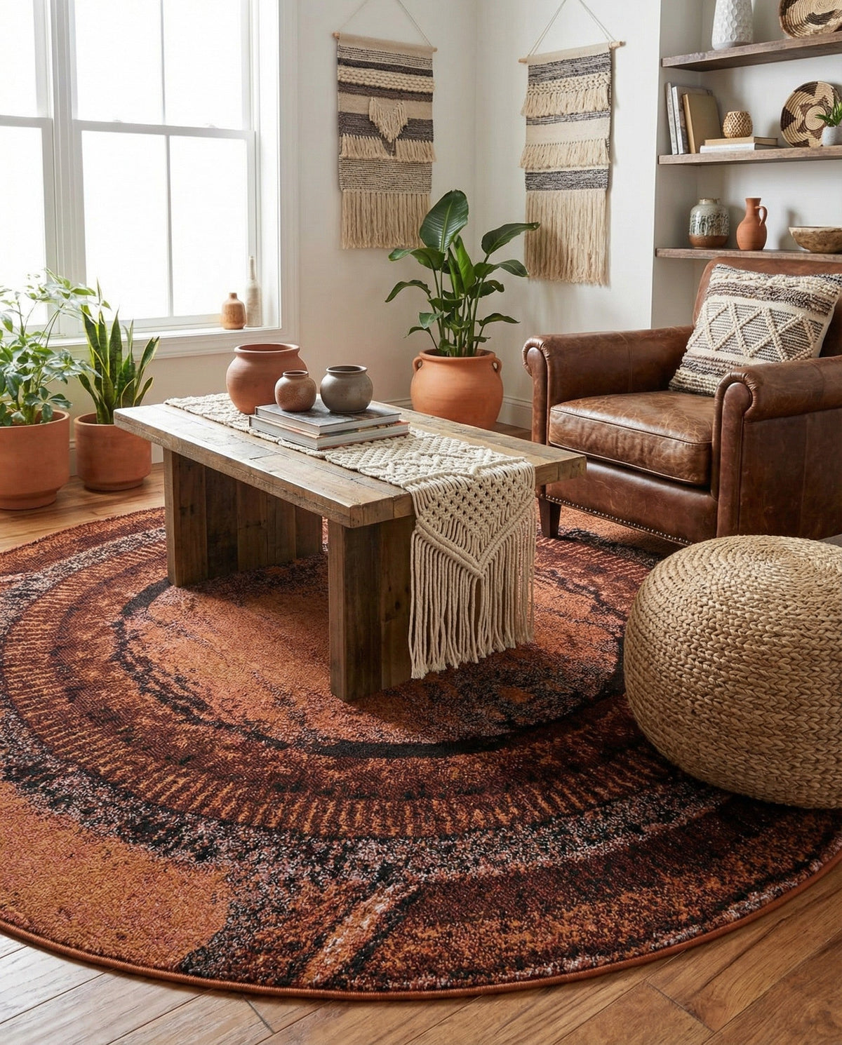 Marrakesh Elegance Collection Area Rug -  Sijilmasa Round Orange  lifestyle 92