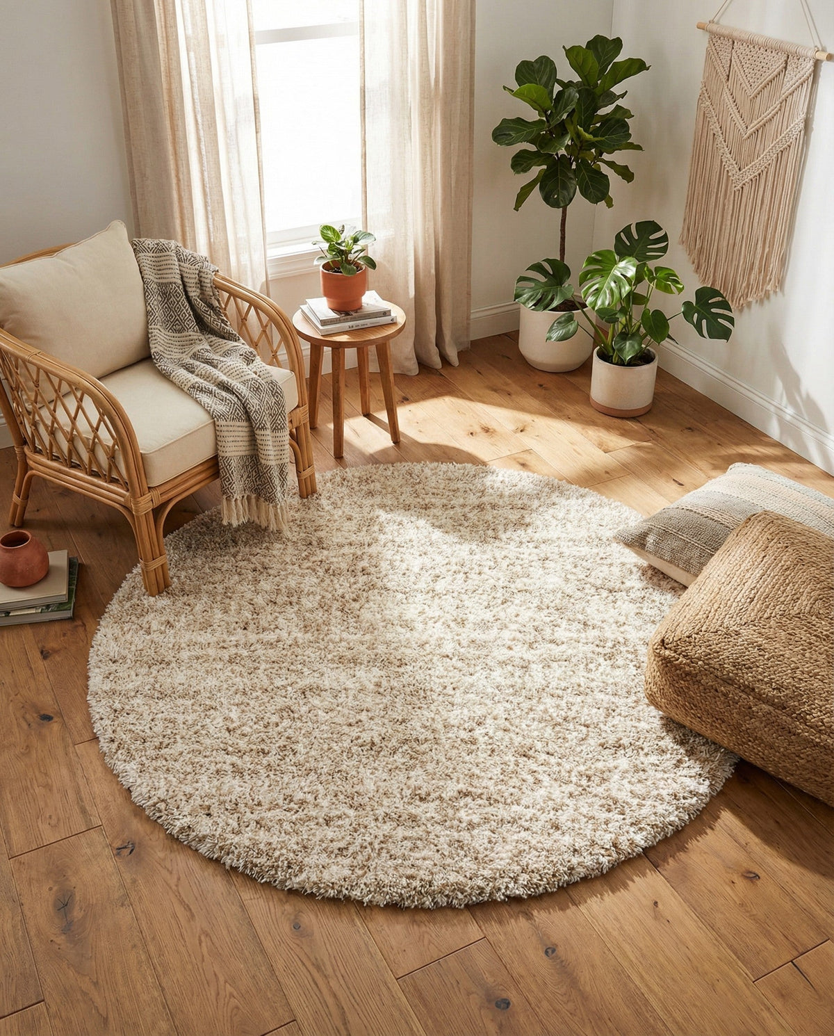 Cozy Cove Shag Collection Area Rug -  Harbor Round Ivory  lifestyle 157