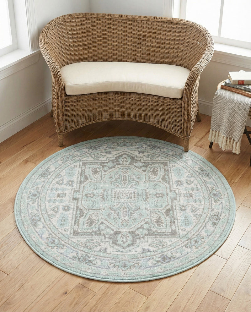 Savannah Series Collection Area Rug - Charleston (Mint) Round Mint  lifestyle 28