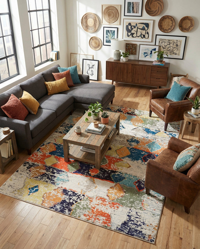 Colorburst Oasis Collection Area Rug -  Marina Rectangle Ivory  lifestyle 20