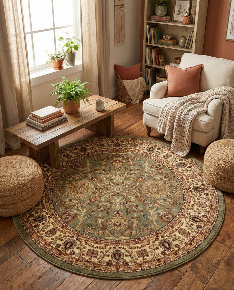 Jaipur Elegance Collection Area Rug -  City Round Light Green  lifestyle 47