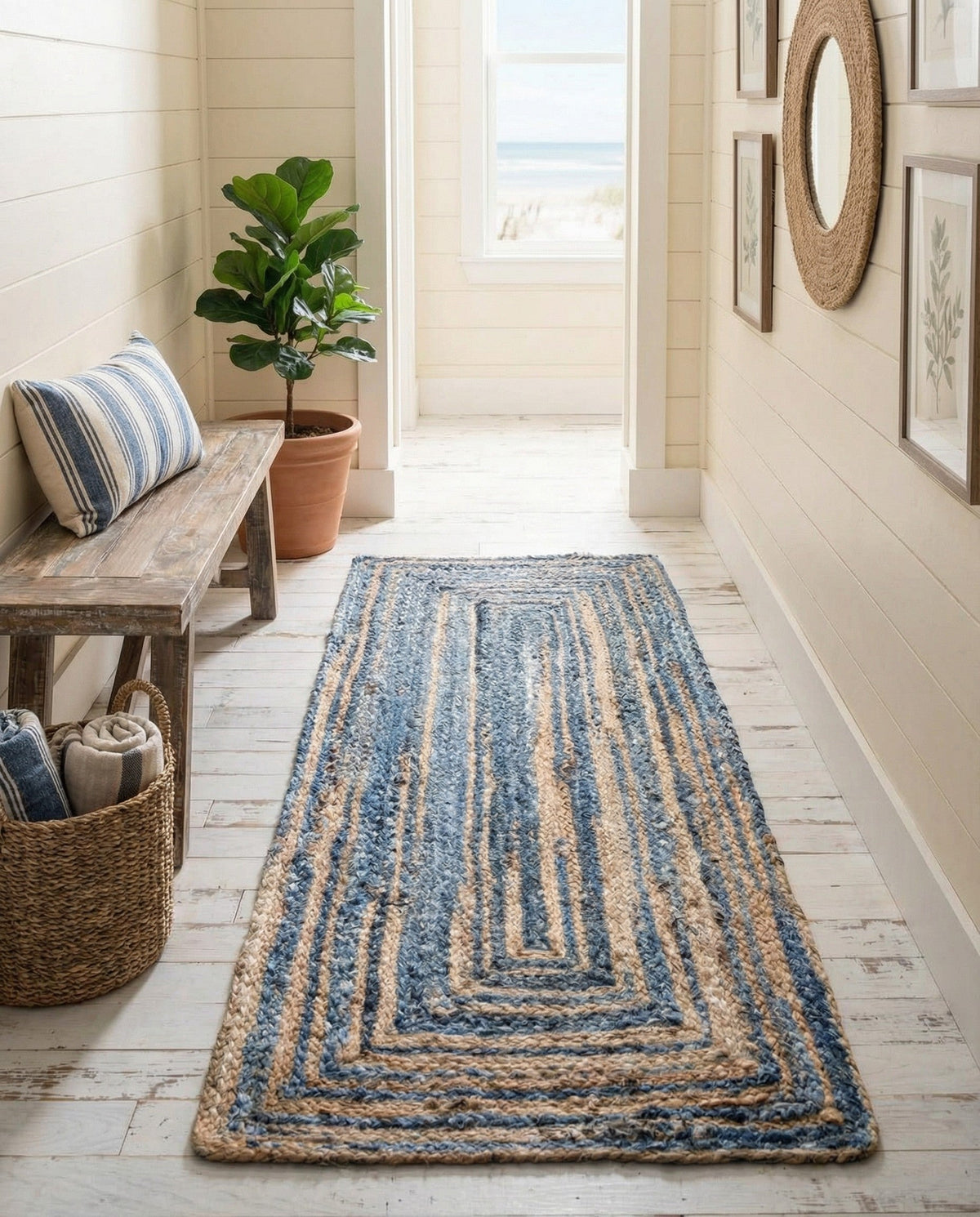 Woven Udaipur Collection Area Rug - Sahara Runner Blue and Natural  lifestyle 109