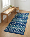 Mediterranean Lattice Collection Area Rug - Santorini (Navy and Teal) Runner Navy and Teal  lifestyle 36