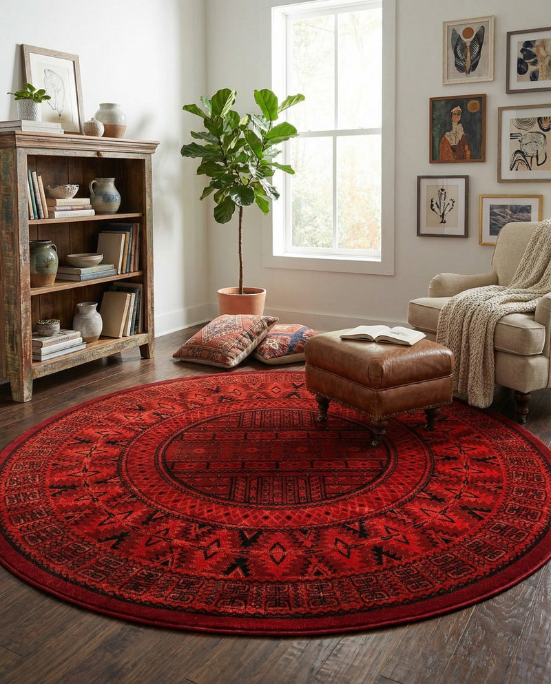 Samarkand Elegance Collection Area Rug -  Ark Round Red  lifestyle 65