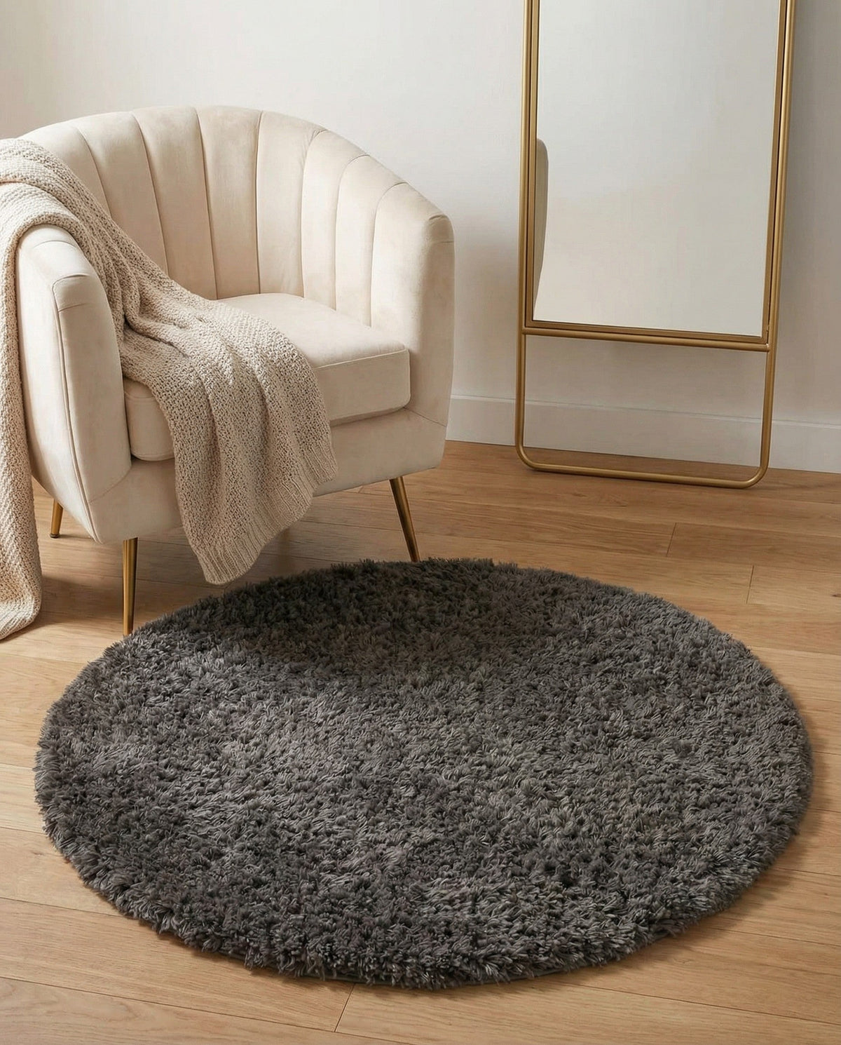 Majestic Manor Collection Area Rug - Versailles (Slate) Round Slate  lifestyle 81