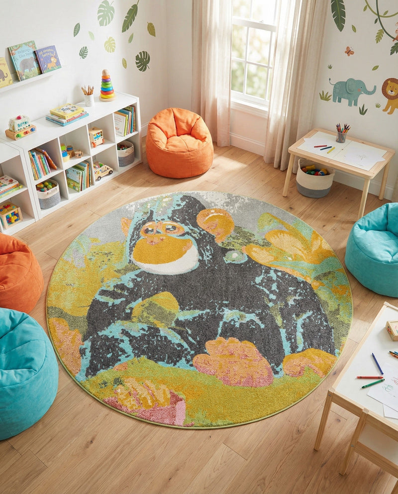 Wonder Tykes Collection Area Rug -  Dynamo Round Multi  lifestyle 48