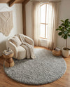 Eternal Plush Oasis Collection Area Rug -  Tranquility (Ash) Round Ash  lifestyle 63