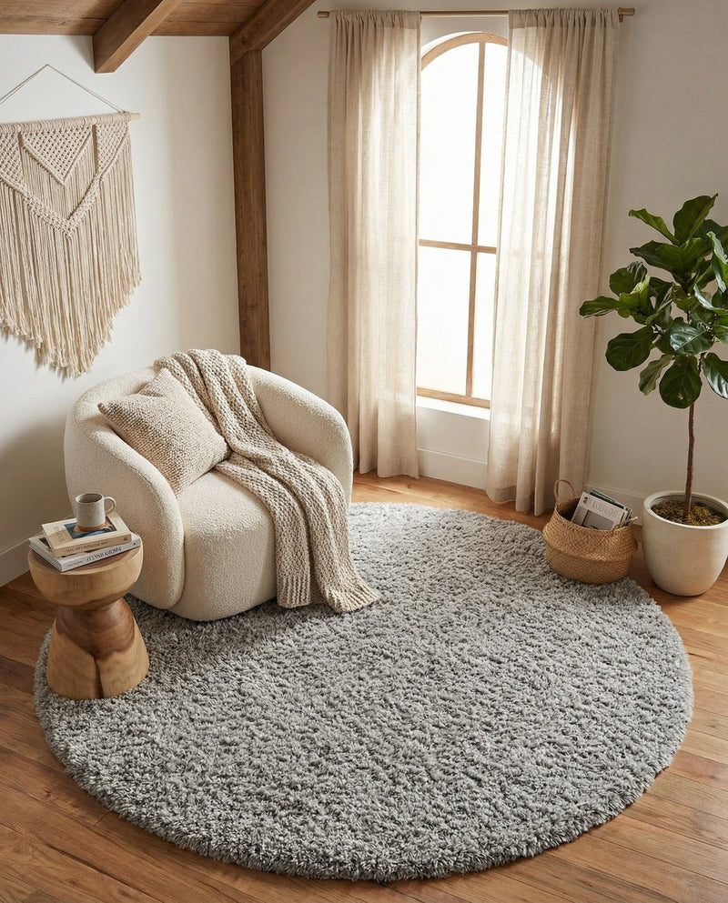Eternal Plush Oasis Collection Area Rug -  Tranquility (Ash) Round Ash  lifestyle 63
