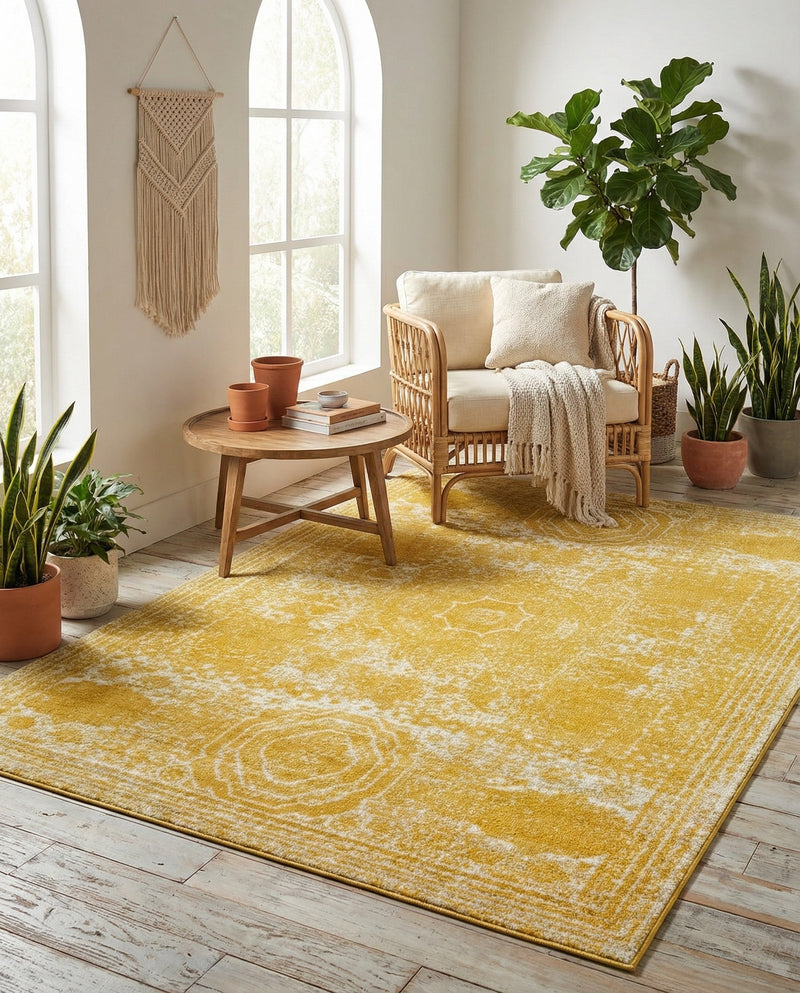 Dover Terrace Collection Area Rug -  Lagoon (Yellow) Rectangle Yellow  lifestyle 6