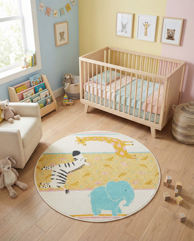 Wonder Tykes Collection Area Rug -  Wonderland Round Ivory  lifestyle 42