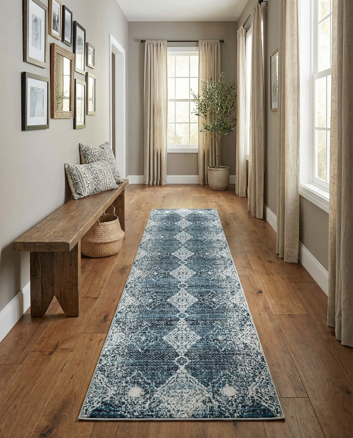 Aegean Elegance Washables Collection Area Rug -  Naxos Runner Navy Blue  lifestyle 86