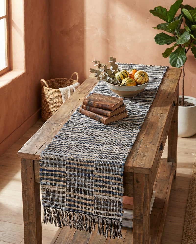 Osian Looms Collection Area Rug - Osian Table Runner Dark Gray  lifestyle 20