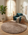 Eternal Plush Oasis Collection Area Rug -  Tranquility (Khaki) Round Khaki  lifestyle 73