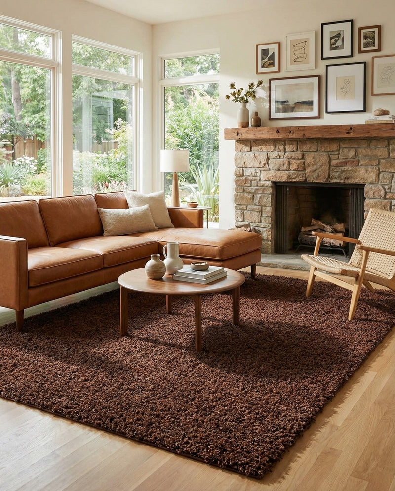 Plush Oasis Collection Area Rug - Serenity (Chocolate Brown) Rectangle Chocolate Brown  lifestyle 17