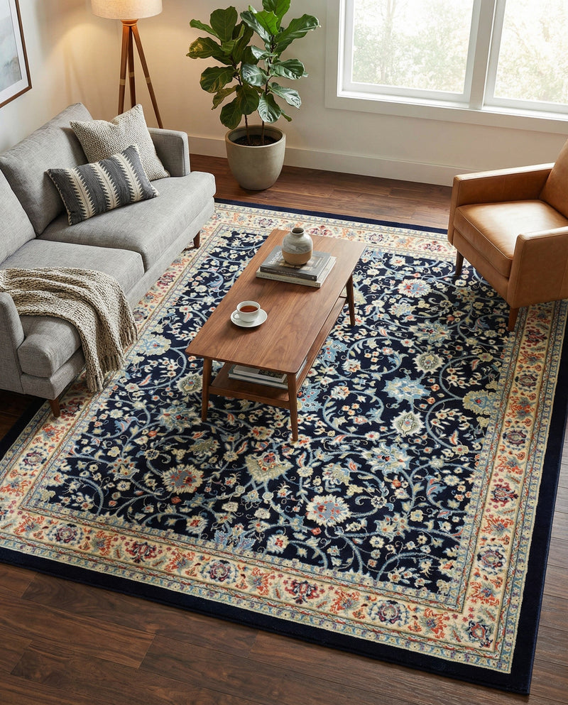 Isfahan Elegance Collection Area Rug - Naghsh-e Jahan (Navy Blue) Rectangle Navy Blue  lifestyle 27