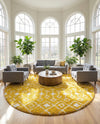 Berber Lattice Shag Collection Area Rug - Atlas (Yellow) Round Yellow  lifestyle 44