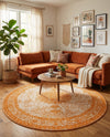 Dover Terrace Collection Area Rug - Marina (Orange) Round Orange  lifestyle 37
