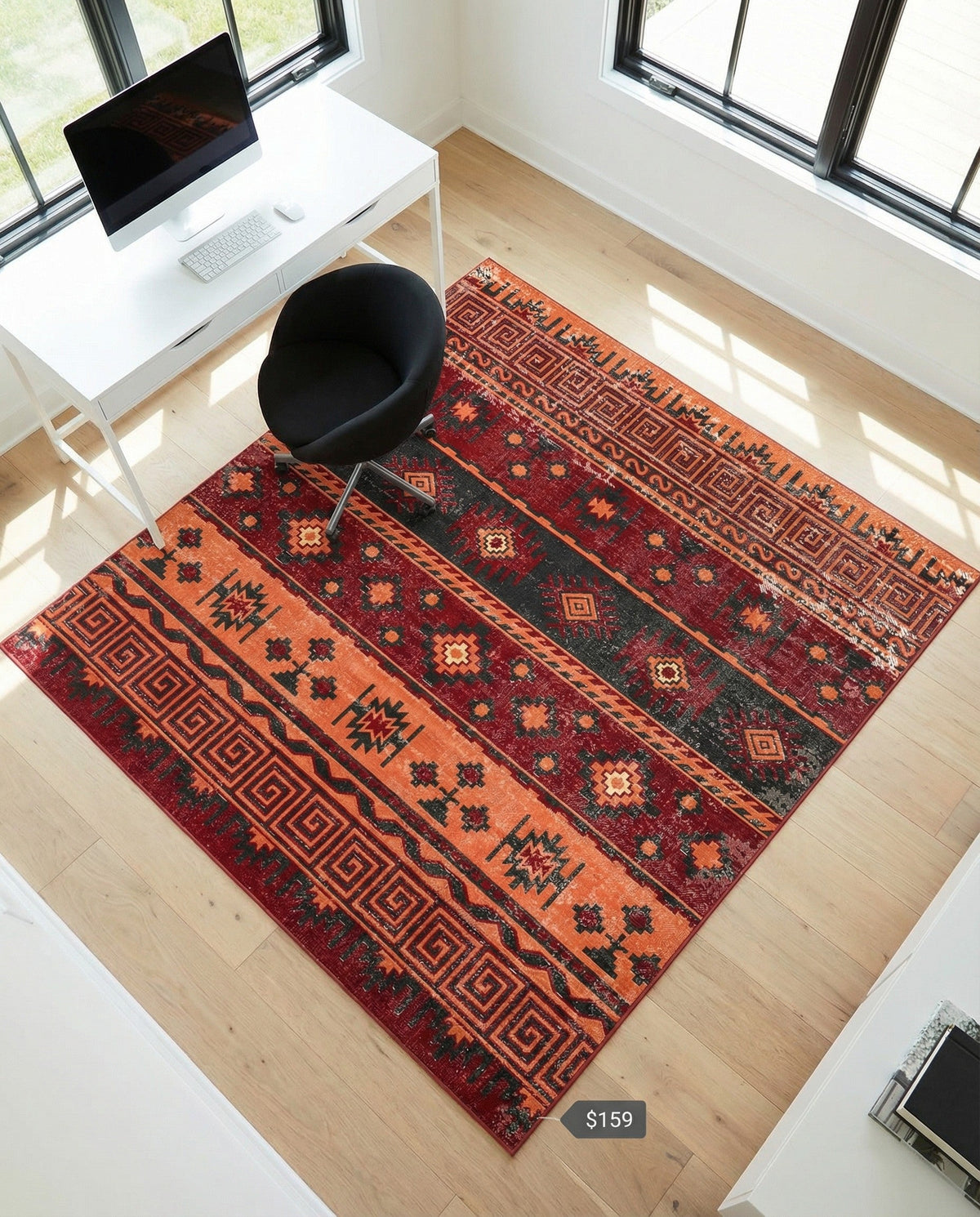 Geneva Terrace Collection Area Rug - Montreux Square Rust Red  lifestyle 178