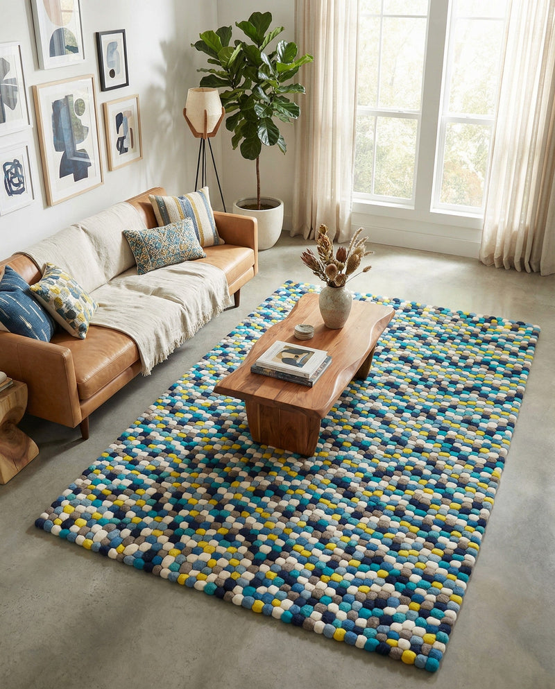 Woolen Sphere Collection Area Rug - Orbsburg (Blue) Rectangle Blue  lifestyle 9